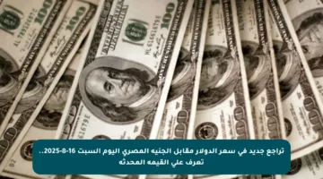 تراجع جديد في سعر الدولار مقابل الجنيه المصري اليوم السبت 16-8-2025.. تعرف على القيمة المحدثة